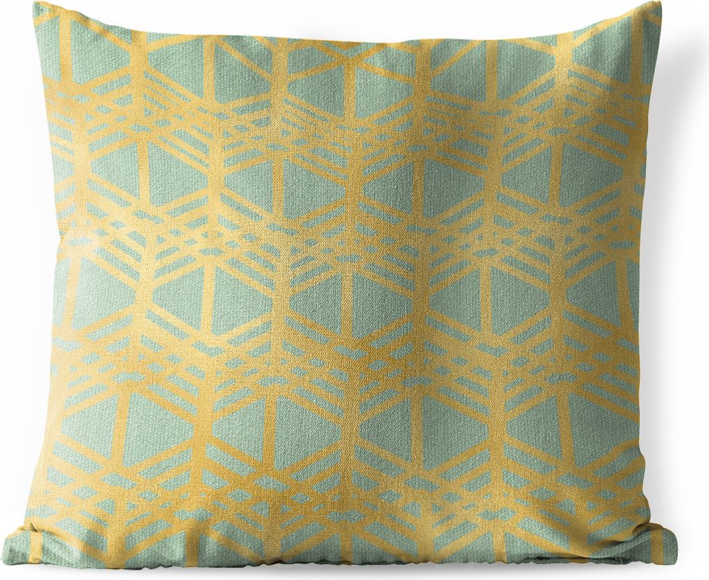 MuchoWow Outdoor Kissen - Muster - Luxus - Gold - Grün - 50x50 cm - Wetterfest - Lounge Kissen - Komfortabel - Kissen mit Bild