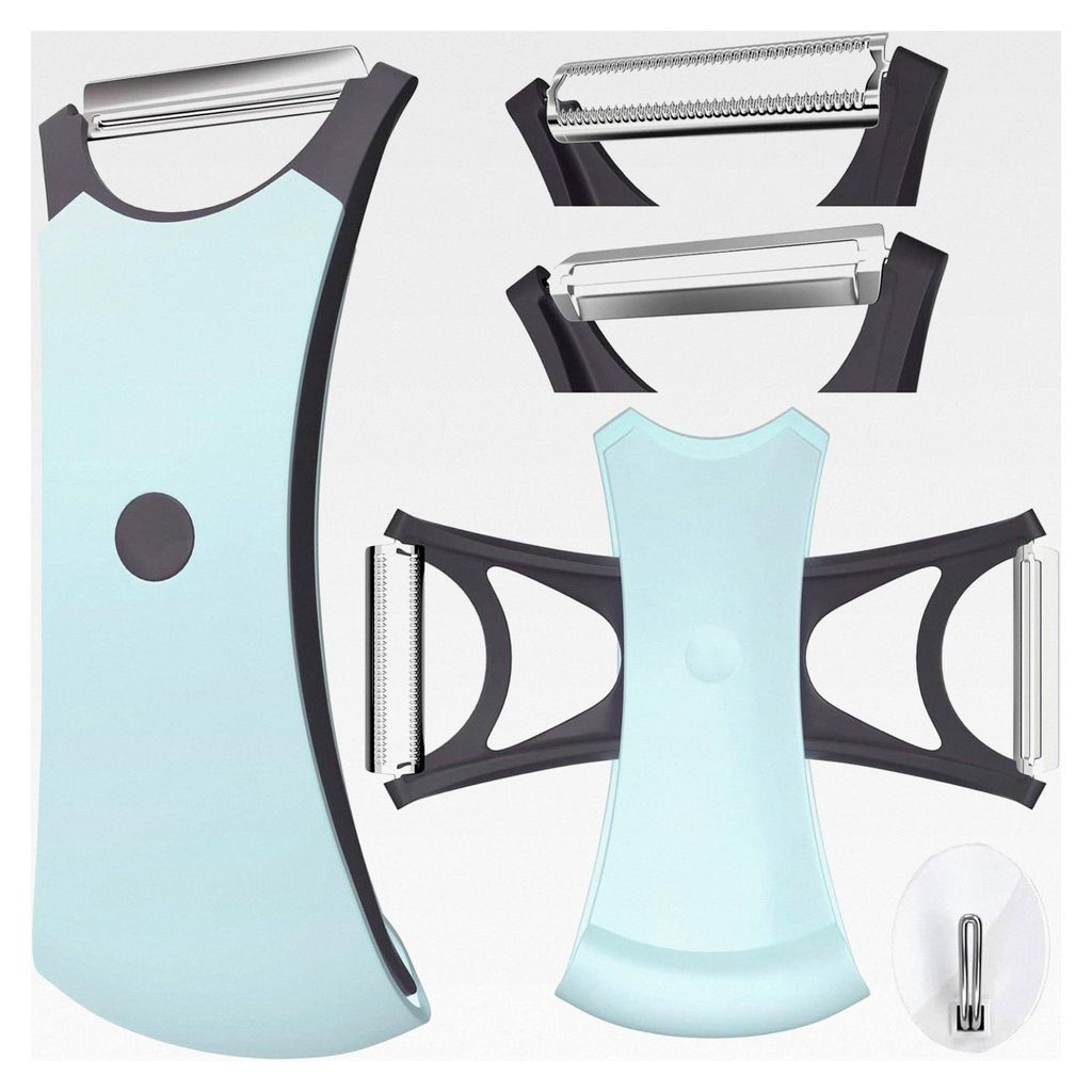 Sparschäler mit gezahntem Schliff - Universalschäler aus Edelstahl für Gemüse, Kartoffeln und Karotten, ergonomischer Griff, blau