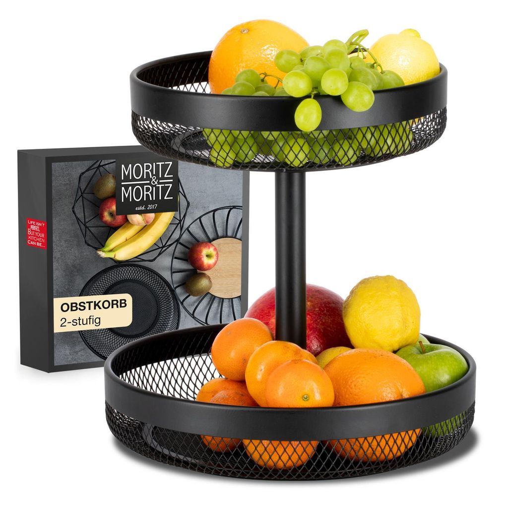 Moritz & Moritz Obstkorb Etagere Rund Schwarz Produktbild 