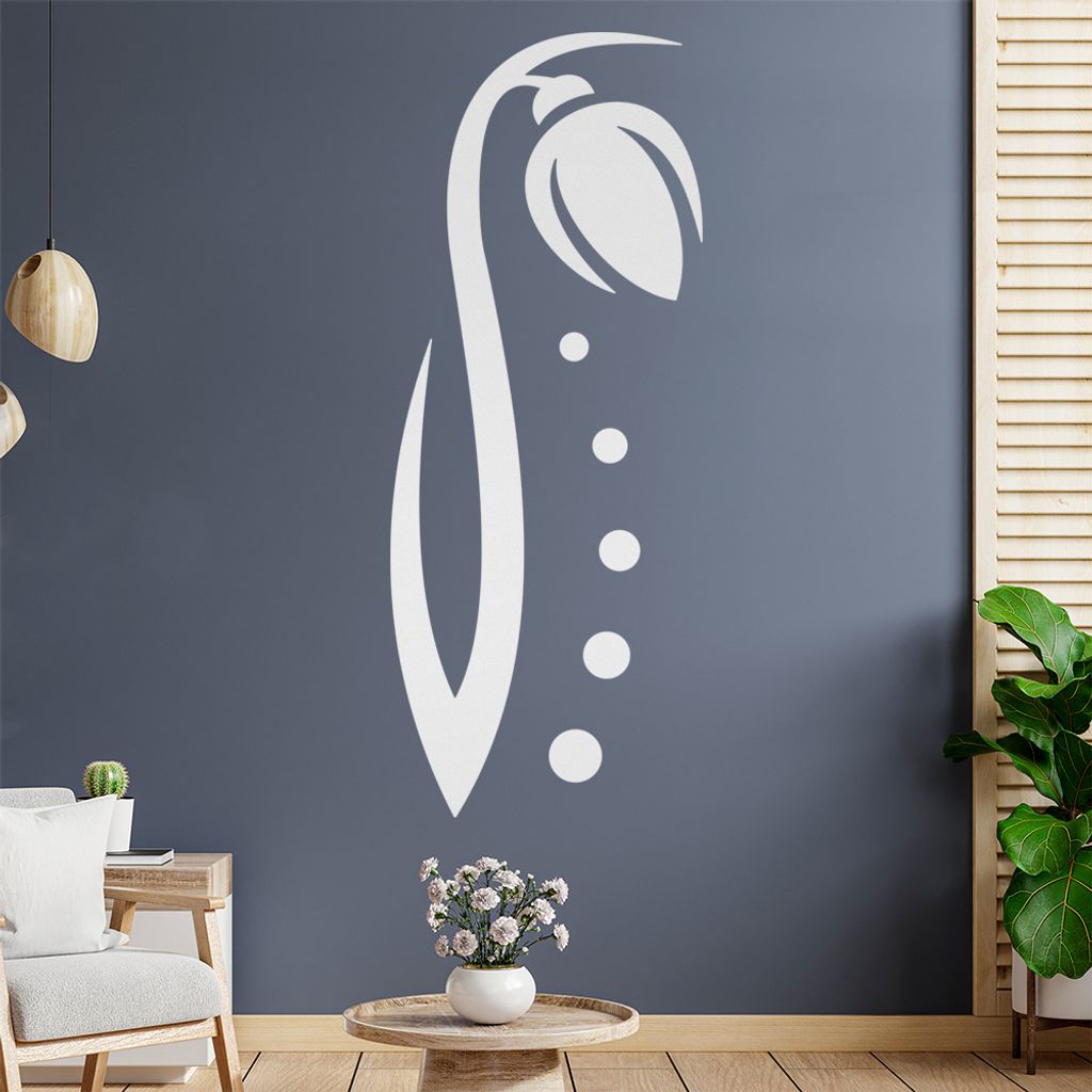 Blume - Linien Punkte Wandtattoo in 6 Größen - Wandaufkleber Wall Sticker - Dekoration, Küche, Wohnzimmer, Schlafzimmer, Badezimmer
