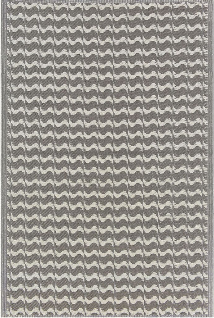 BELIANI Teppich Grau Polypropylene 120 x 180 cm Outdoor u. Indoor mit modernem Muster Rechteckig Kurzflor Gartenaccessoires Terrasse Balkon Wohnzimmer