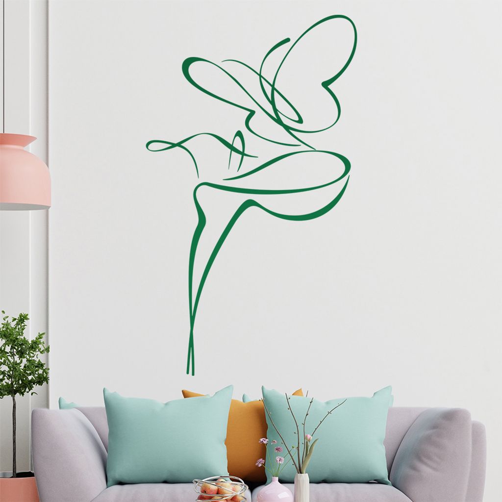 Schmetterling Linien Wandtattoo in 6 Größen - Wandaufkleber Wall Sticker - Dekoration, Küche, Wohnzimmer, Schlafzimmer, Badezimmer