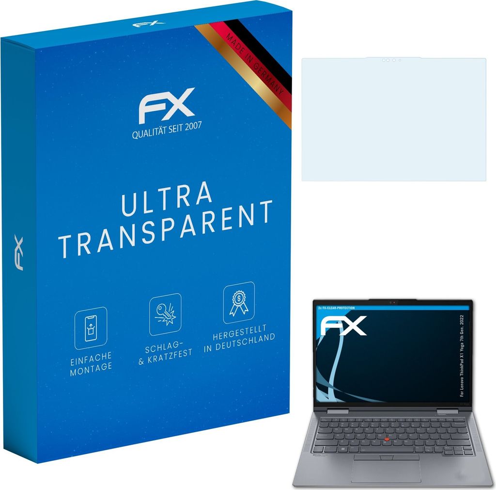 atFoliX FX-Clear 2x Schutzfolie kompatibel mit Lenovo ThinkPad X1 Yoga (7th Gen. 2022) Displayschutzfolie