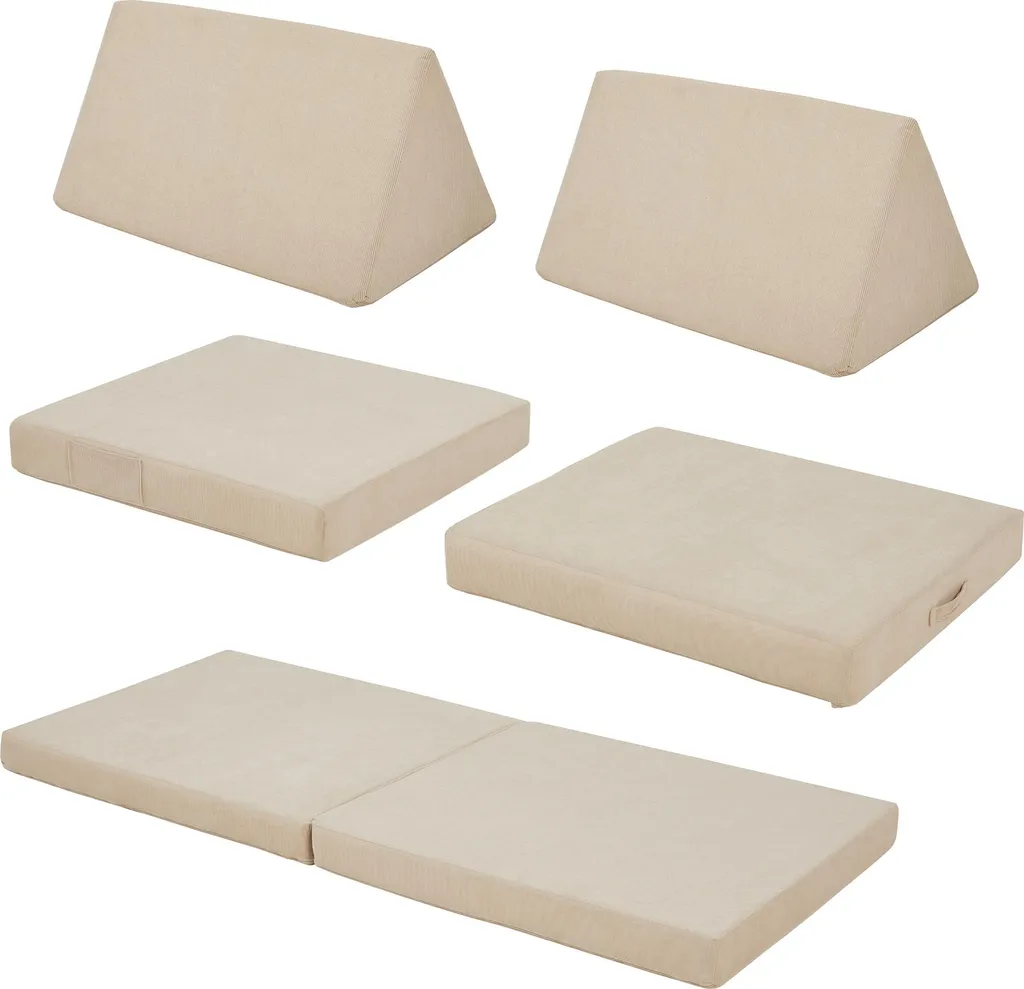 Divano Montessori Norhulta 5 Pezzi: Arredo Gioco Modulare Cord Beige - 3