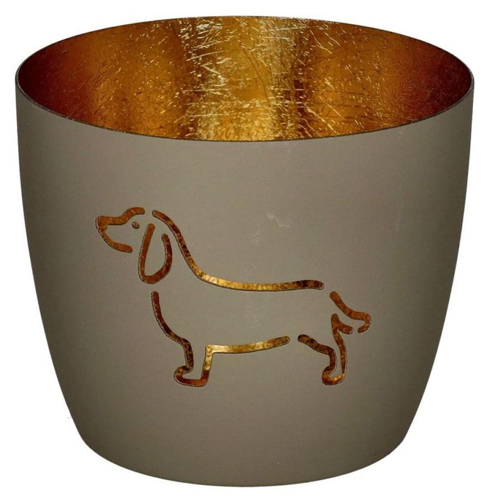 Gift Company Windlicht Madras Dackel Sandstone Gold Produktbild 