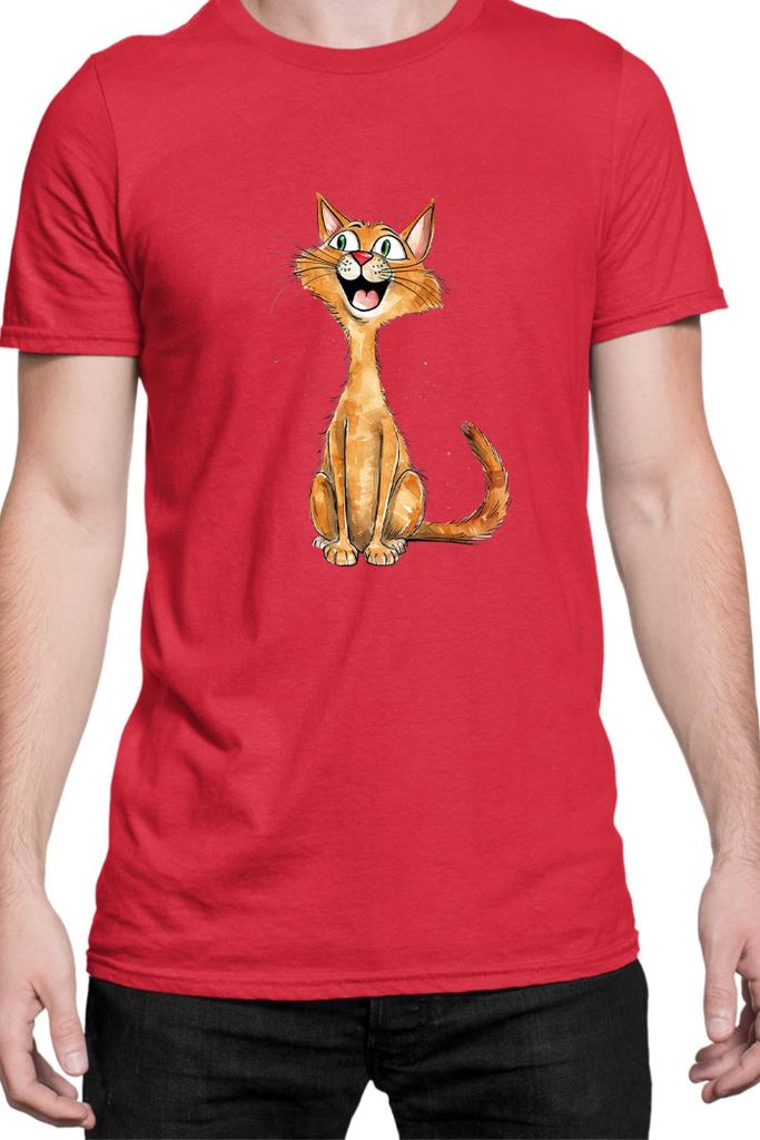 Herren T-Shirt Funny Cats Breeds Abyssinian Cat 005, Man S / Rot