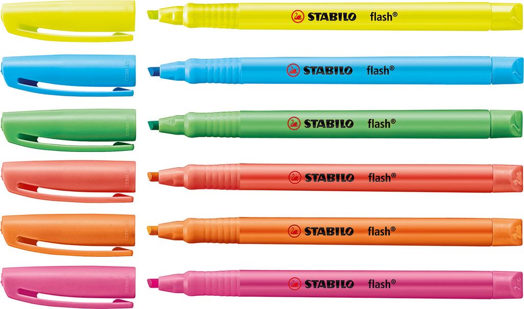Surligneurs - STABILO flash - pack de 6 - avec 6 couleurs Image du produit 