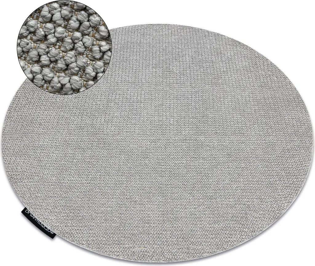 Tapis rond 80 cm CASABLANCA LOOP gris pour chambre ou petit salon chic
