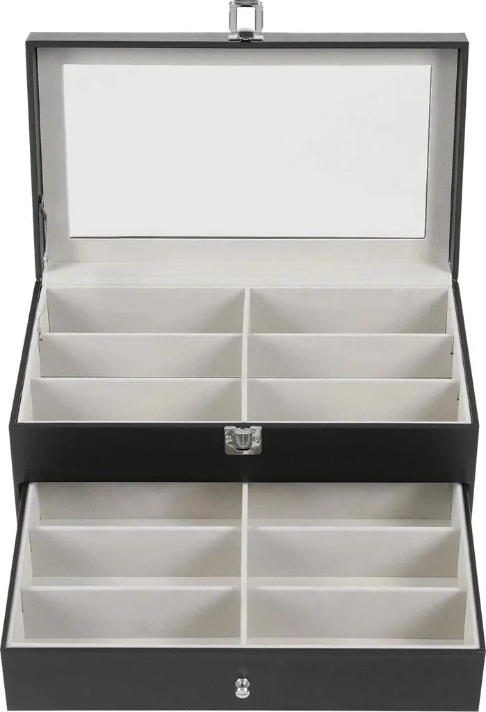 Coffret Lunettes 24 Compartiments 3 Étages Bois Noir - Rangement Top - 3