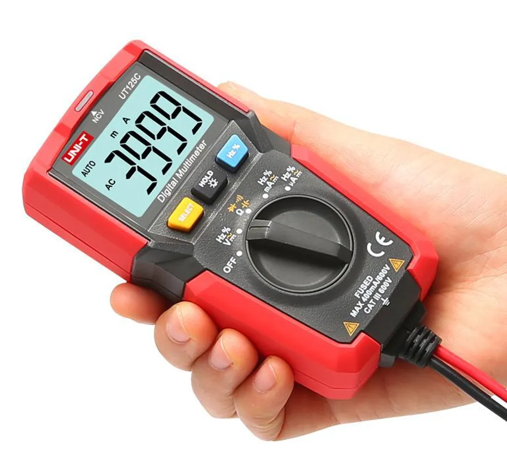 Multimètre UT125C Uni-T format mini avec écran LCD et protection 600V