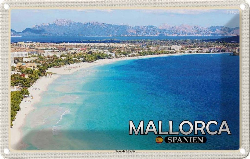vianmo Blechschild 20x30 cm Mallorca Spanien Urlaub Playa de Alcúdia Strand Bildmotiv Reisemotiv Abenteuer Reisen