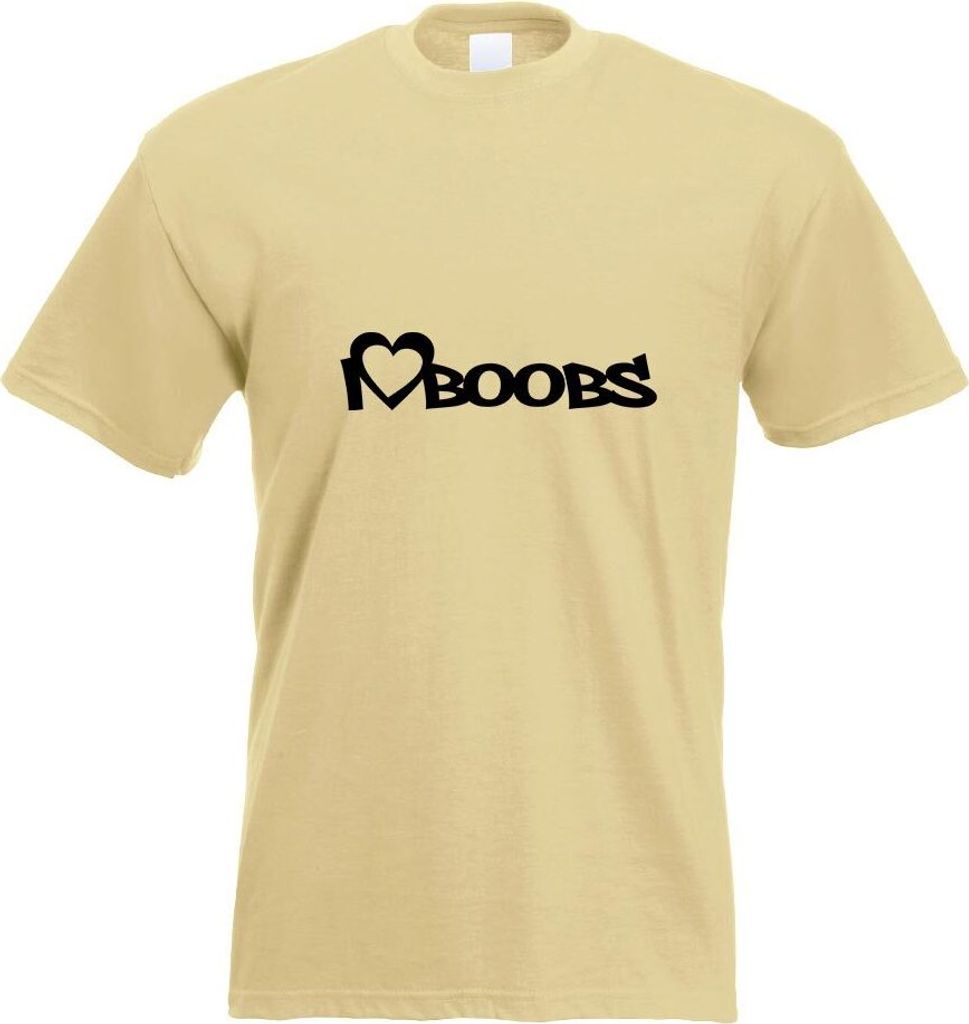 Kiwistar - T-Shirt - Khaki - I Love Boobs Motiv Bedruckt Funshirt Design Print - mit Motiv Bedruckt - Funshirt Design - Sport - Freizeit - Herren - S