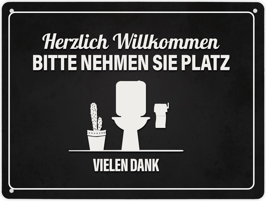 Metallschild XL mit Toilette Motiv und Spruch: Bitte nehmen sie Platz Schild