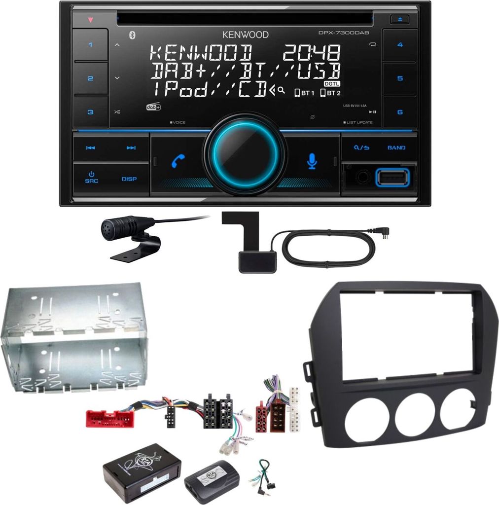 Kenwood DPX-7300DAB Bluetooth Digitalradio USB CD Einbauset für Mazda MX-5 NC