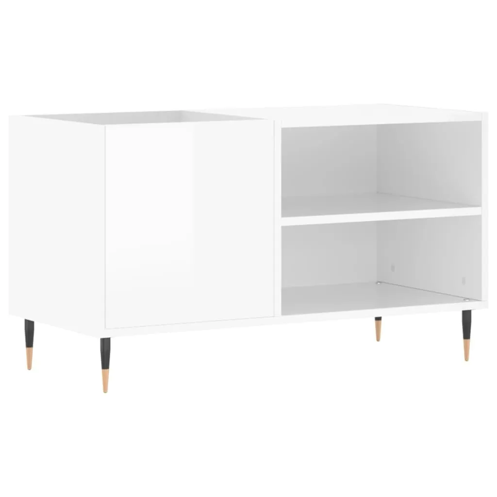 SYFAX™ Mobile Porta Dischi Bianco Lucido 85x38x48 cm Legno Multistrato