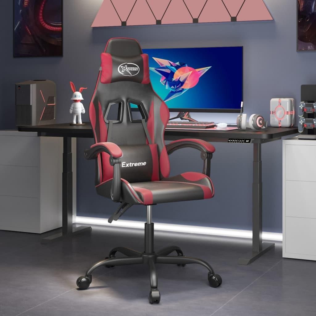 Design New Gaming-Stuhl Drehbar Schwarz und Weinrot Kunstleder - Bürostühle Möbel2025 CHY7633833 1parcel