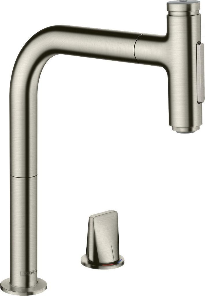 hansgrohe Metris Select M71 2-Loch Einhebel-Küchenmischer 200, Ausziehbrause, 2jet, sBox, 73818800