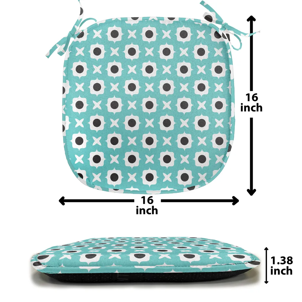 Coussin de chaise imperméable avec attaches, design bleu et noir, x8