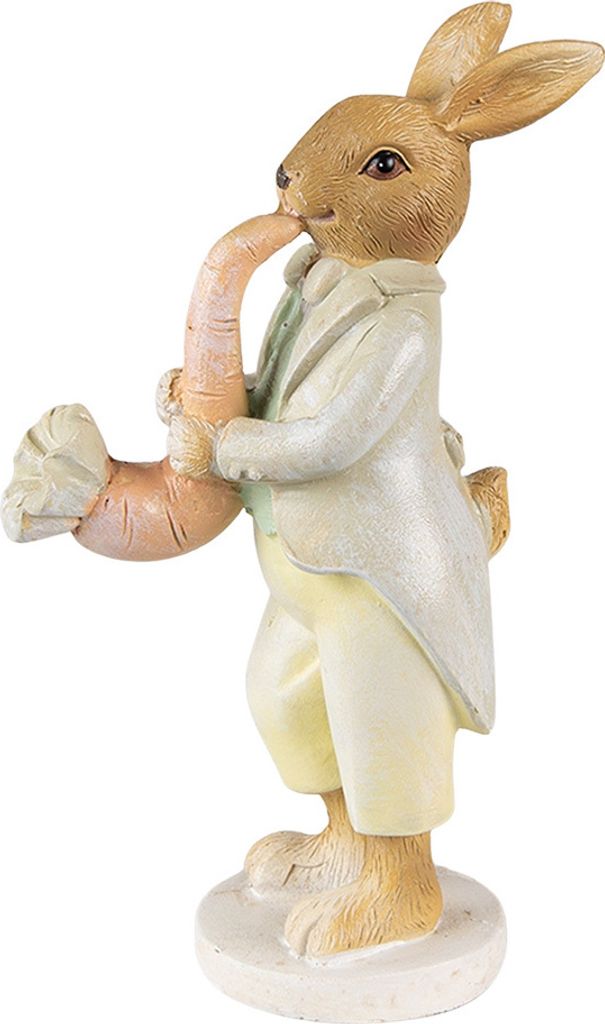 Clayre & Eef Figur Kaninchen 16 cm Grün Gelb Polyresin