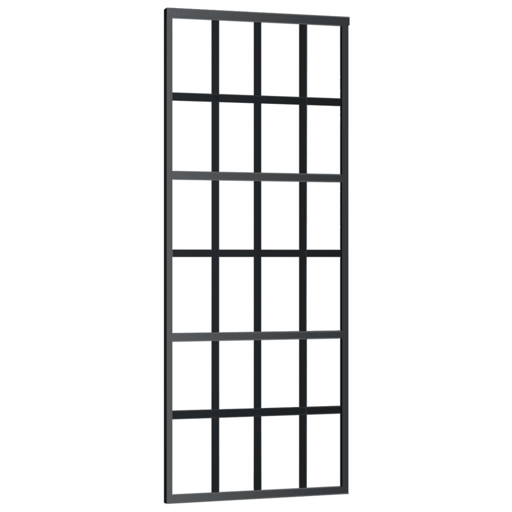 Schiebetür ESG-Glas und Aluminium 76x205 cm Schwarz