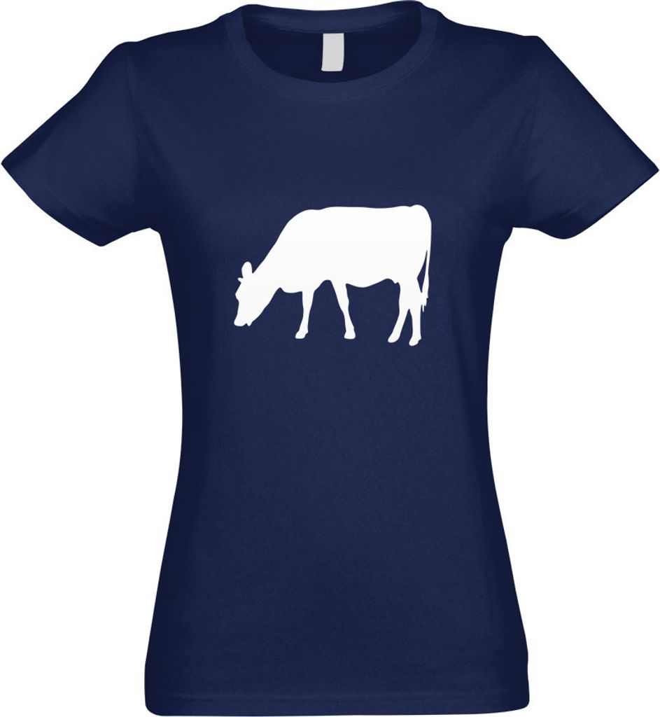 Kiwistar - T-Shirt tailliert - Damen - Navy - Kuh - Rind - Bauernhof - mit Motiv Bedruckt - Funshirt Design - Sport - Freizeit - Damen - XXL