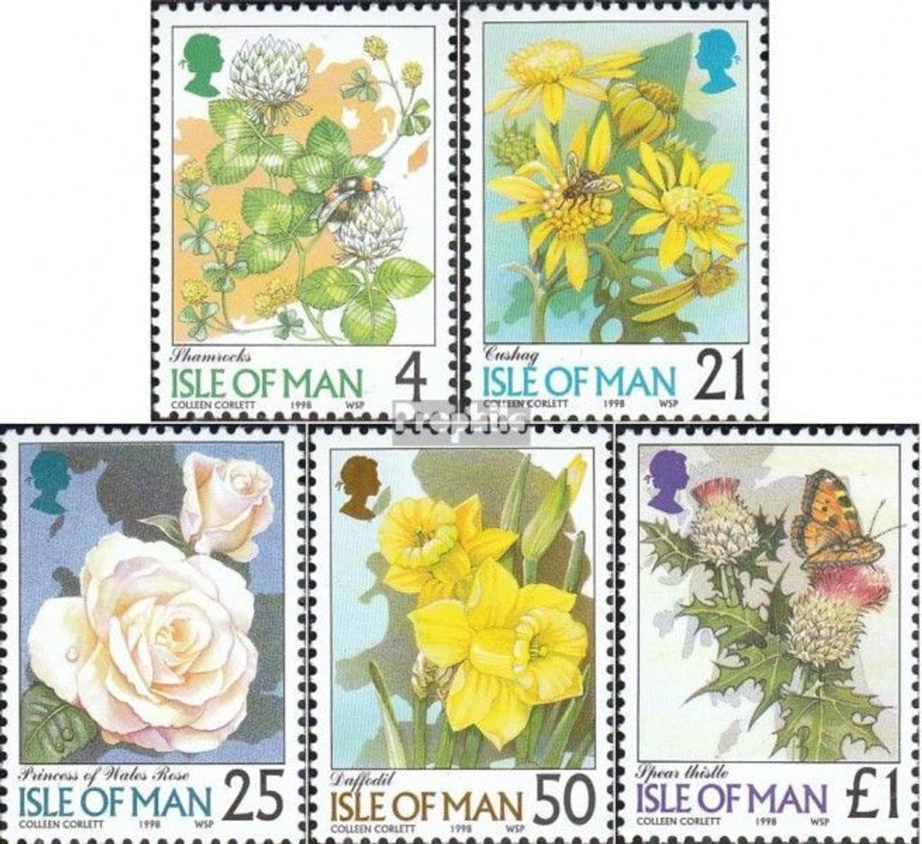 Briefmarken GB - Isle of Man 1998 Mi 748-752 (kompl.Ausg.) gestempelt Blumen