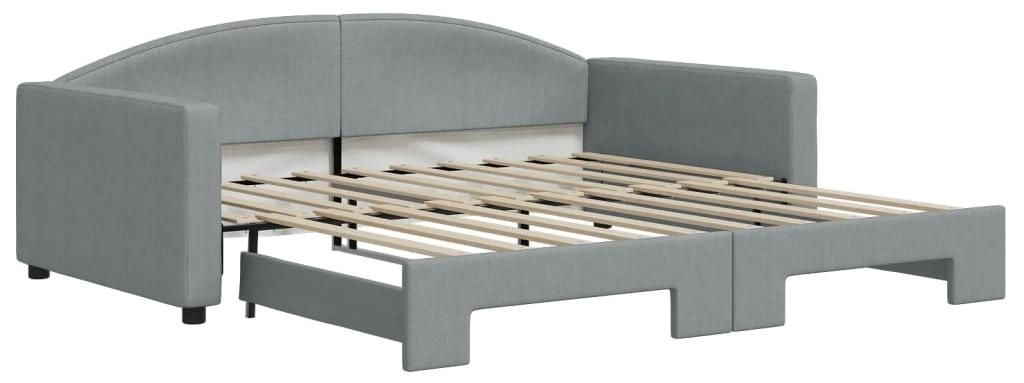 Tagesbett Ausziehbar Hellgrau 100x190 cm Stoff