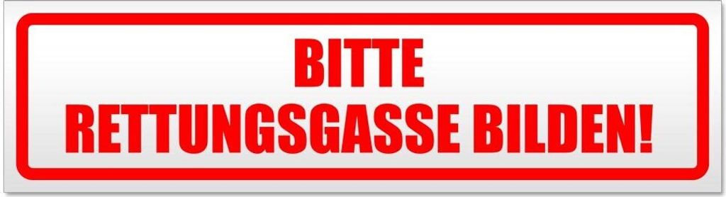 Kiwistar - Autoaufkleber - Rot - 30 x 8 cm - Bitte Rettungsgasse bilden - Hinweis Aufkleber Sticker für Auto, Kfz, Fahrrad, PKW, LKW