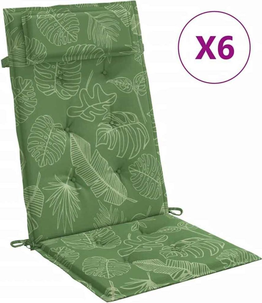 vidaXL Hochlehner-Auflagen 6 Stk. Blattmuster Oxford-Gewebe