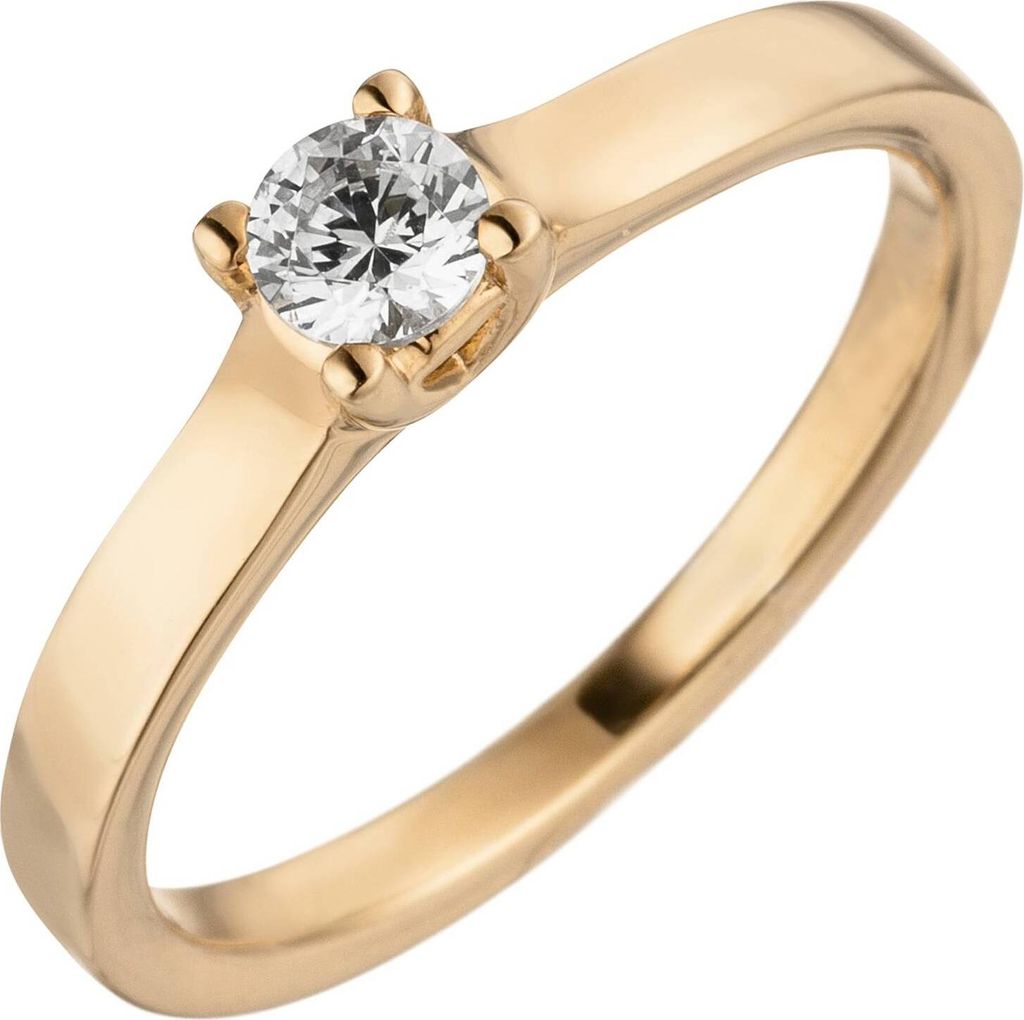 Gr. 52 - Damen Ring 585 Gold Rotgold 1 Diamant Brillant Produktbild 