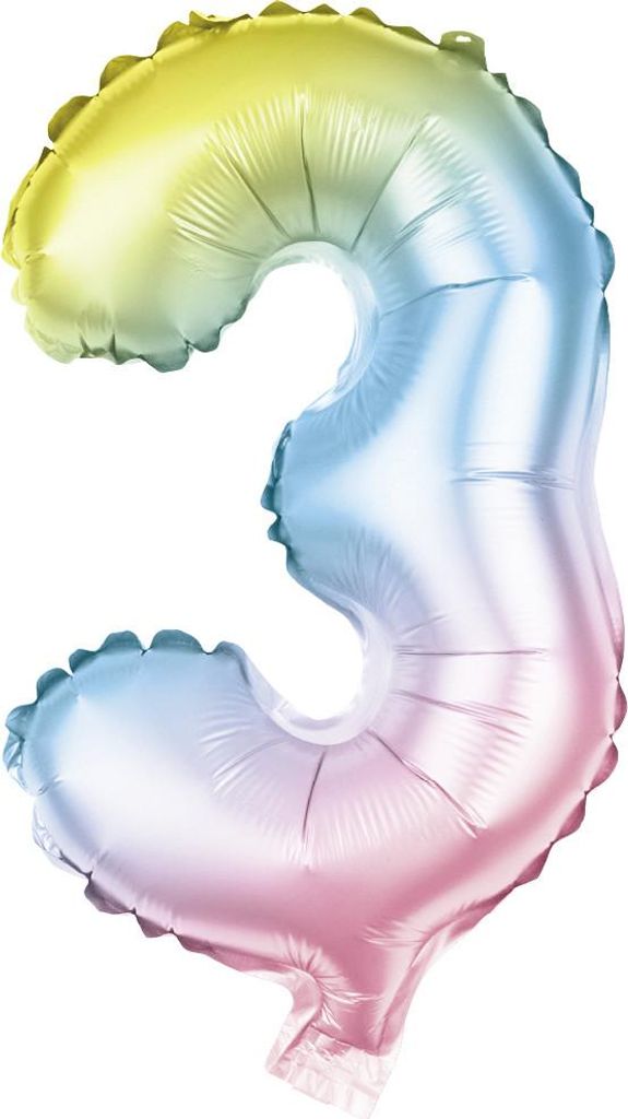 Folienballon Zahl 3 bunt 100 cm Produktbild 