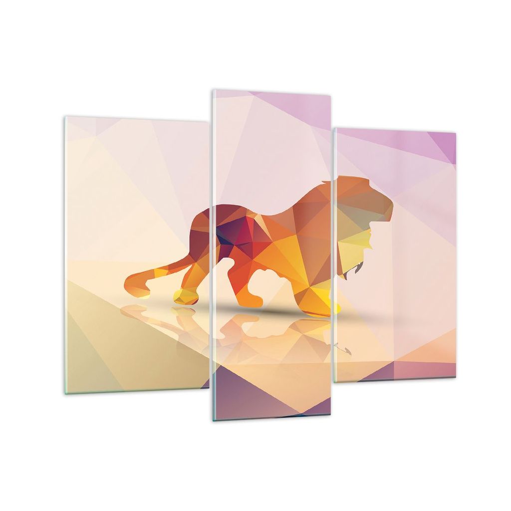 Bilder auf glas - Löwe Illustration modern - 130x100cm - Glasbilder - Wandbilder - Kunstdruck - zum Aufhängen bereit - Wanddekoration aus Glas - ...