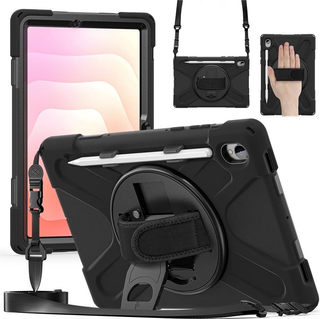 Samsung Galaxy Tab S11 Hülle - Coverup Heavy Duty Case mit Schultergürtel - Schwarz