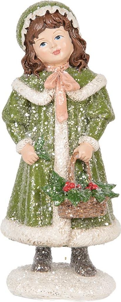Clayre & Eef Dekorationsfigur Mädchen 8x9x19 cm Grün Kunststoff