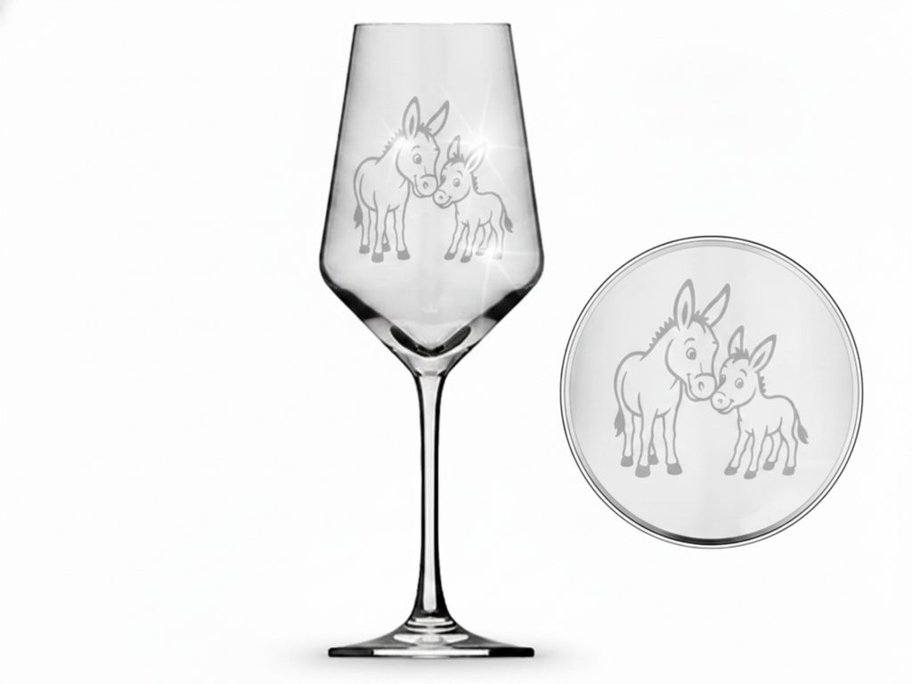 Exoda Weinglas Esel mit Baby spülmaschinenfest 350ml Produktbild 