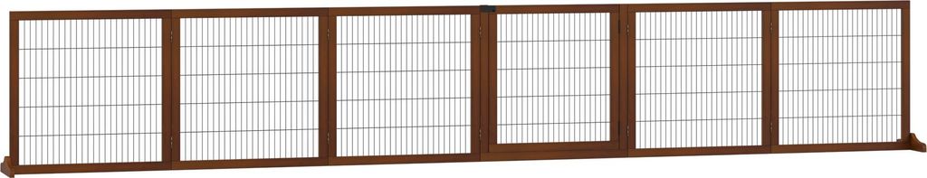 Klappbares Kiefernholz-Hundegitter 432x70cm | Kaffefarben | Sicherheitsabsperrung für Haustiere | Raumteiler für Zuhause
