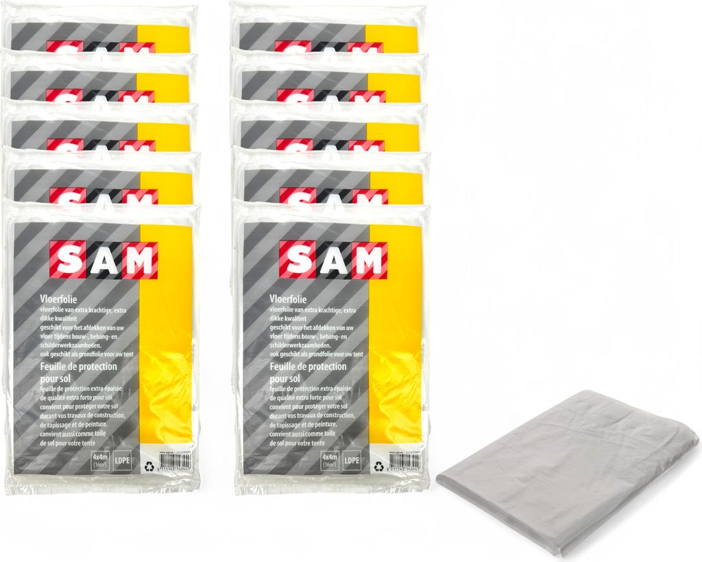 Sam Bodenfolie/Abdeckfolie 4 x 4 Meter – Vorteilspackung 10 Stück