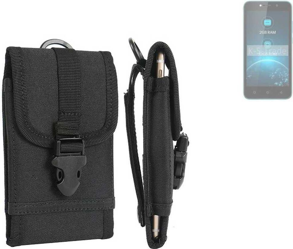 K-S-Trade Holster Handy Hülle kompatibel mit Lava Z21 Holster Handytasche Gürtel Tasche Schutz Hülle Robust Outdoor schwarz