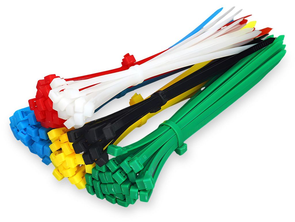 100 Stück farbige Nylon-Kabelbinder mit Schnalle – 5 x 200 mm / Breite 4,8 mm