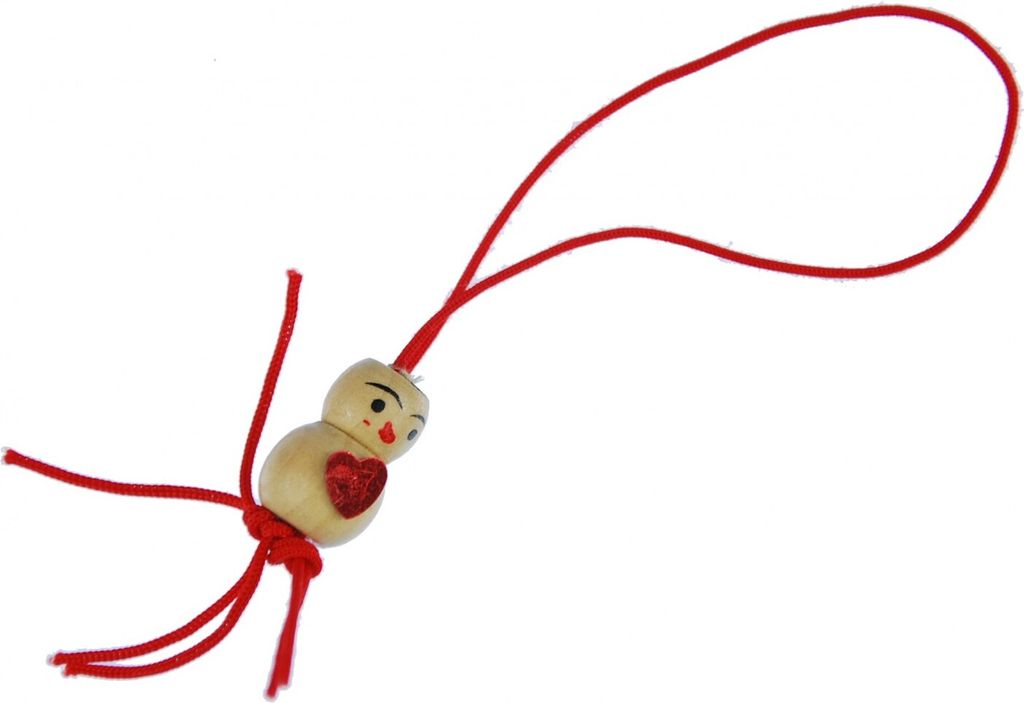 Holzfigur Handyanhänger Anhänger Männchen rot Glücksbringer 80er Liebe Herz