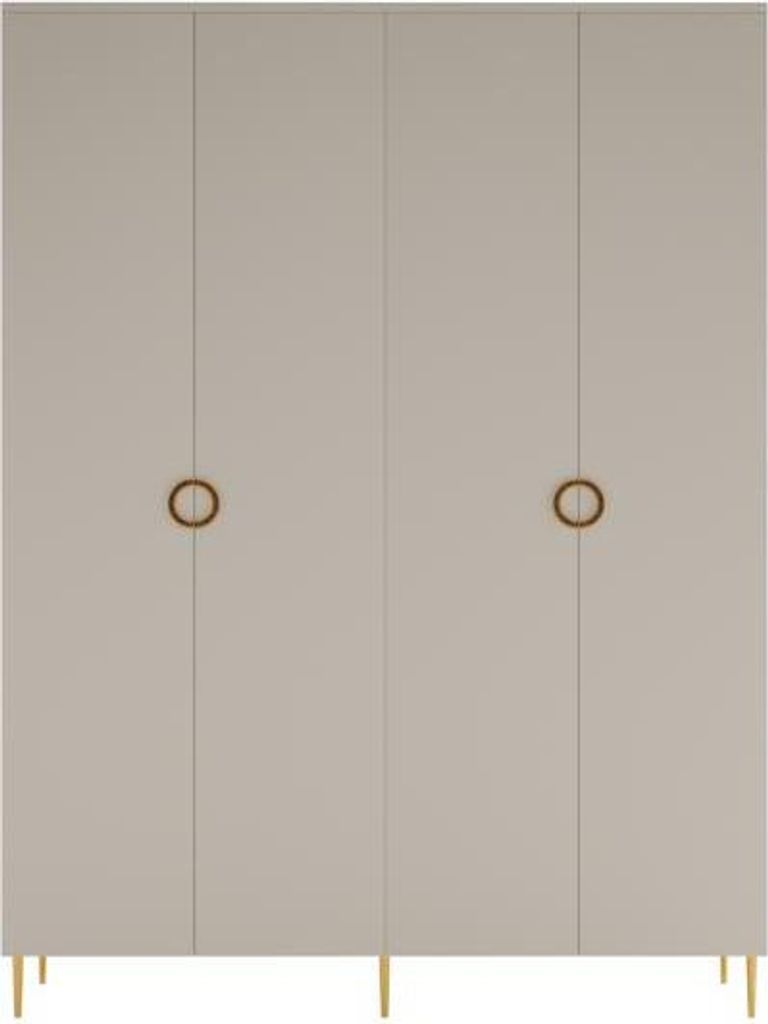 Großer Schrank mit Klapptüren, cashmere, goldene Griffe B04