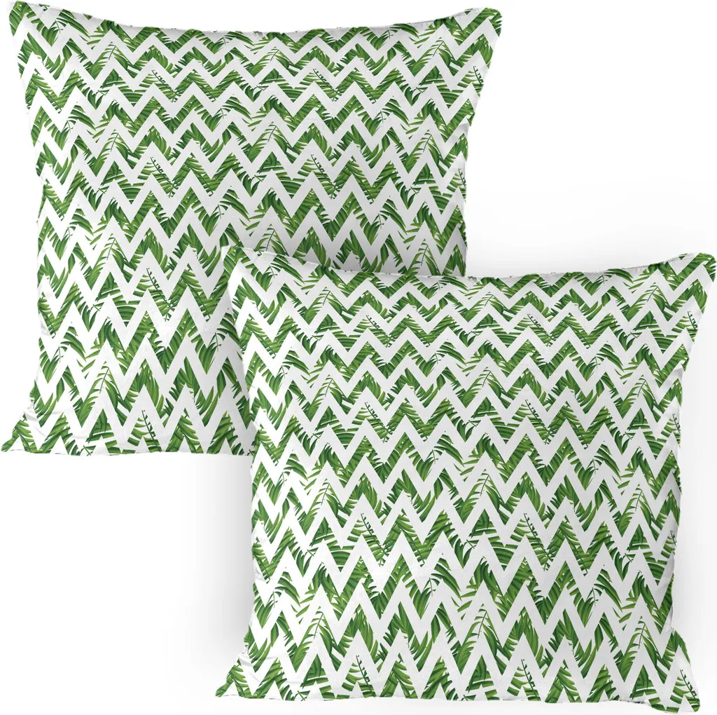 ABAKUHAUS Set 2 Federe Foglia di Palma 80x80 - Stile Tropicale Moderno