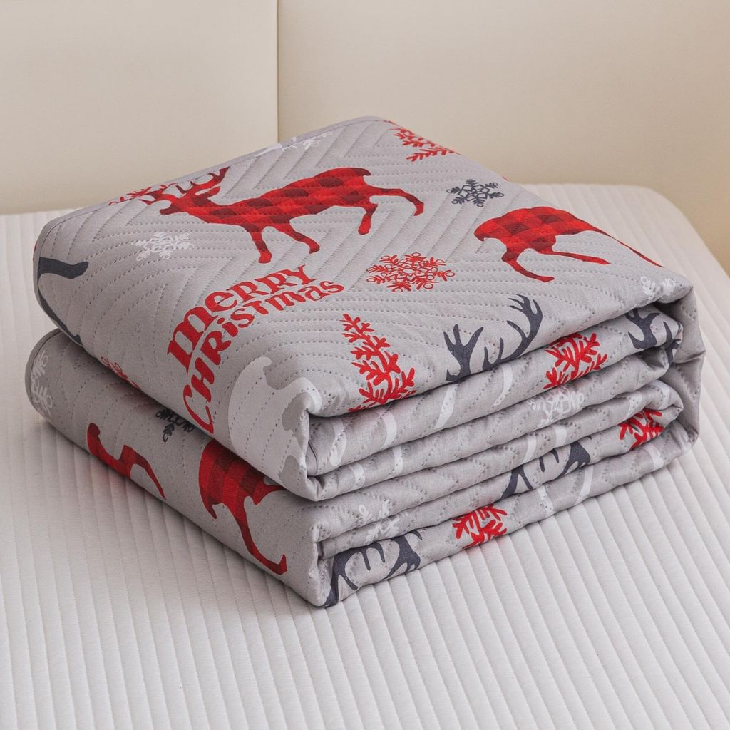 FEBE Tagesdecke Weihnachts Merry Christmas Bettüberwurf 170x200 cm Überwurfdecke Sofadecke Sofaüberwurf Flauschig Mikrofaser Zimmer Deko