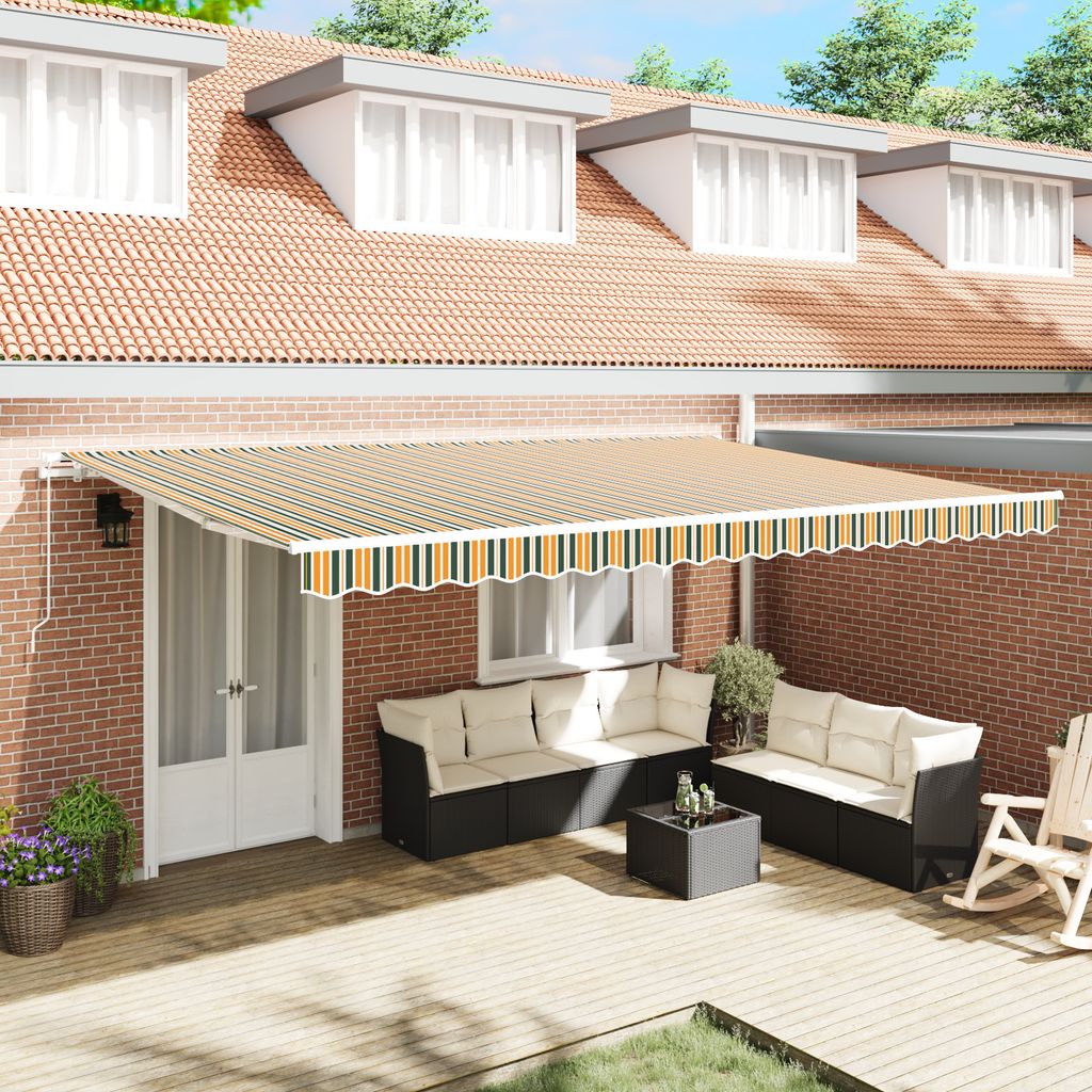 Manuelle Einziehbare Markise Grün und Gelb 500x300 cm, Markisen DesignMöbel Neu