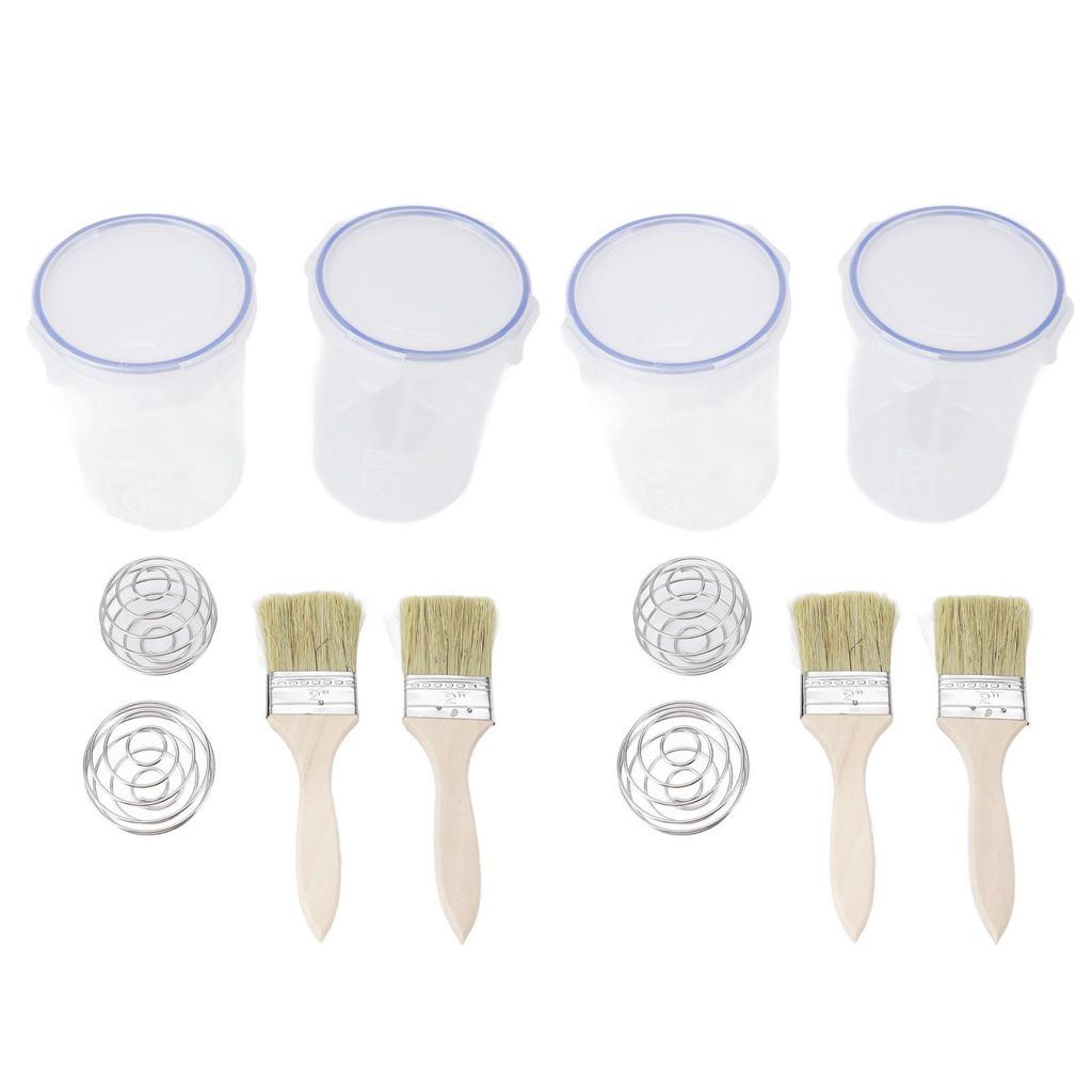 Farbbehälter-Set, 1000 ml, luftdichter, transparenter Farbbehälter mit Mischkugel und Pinsel zum Ausbessern von Farbresten