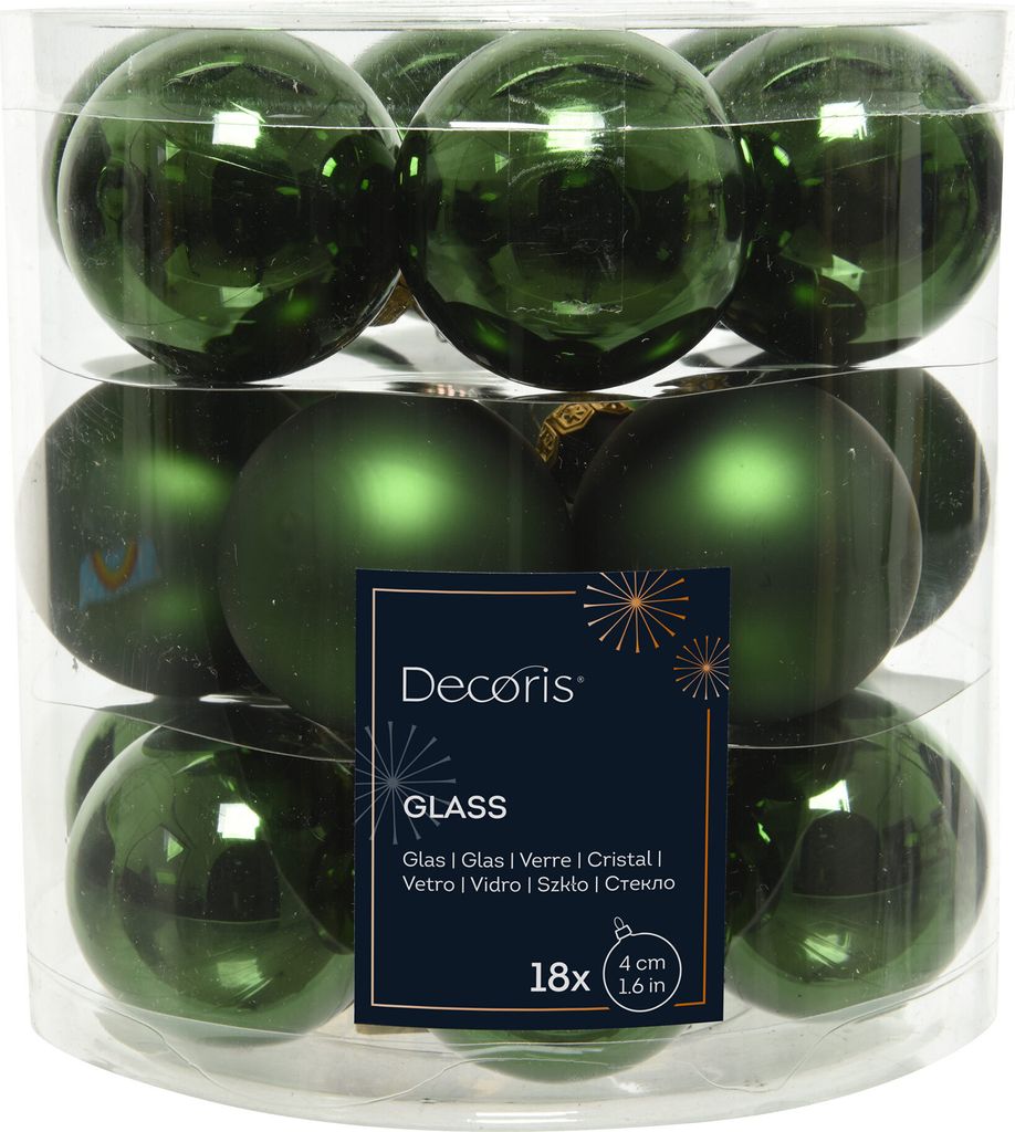 18er Set Weihnachtskugeln aus Glas 4cm grün Produktbild 