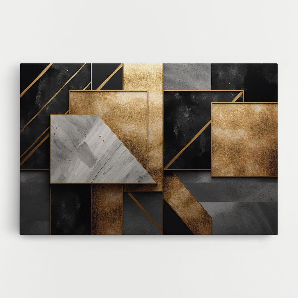 ARTHUB Leinwandbild 80x120 cm, Abstract Gold Square | Wohnzimmerdekoration, Hängende Bilder, Wanddekoration, Heimdekoration, Abstrakte, Abstrakt...