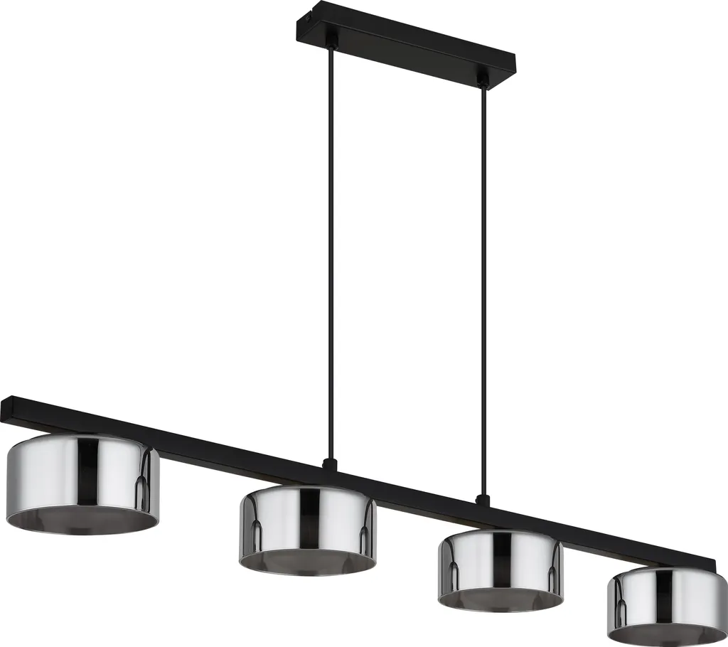 Luminaire suspendu LED horizontal 90 cm finition noir et verre fumé