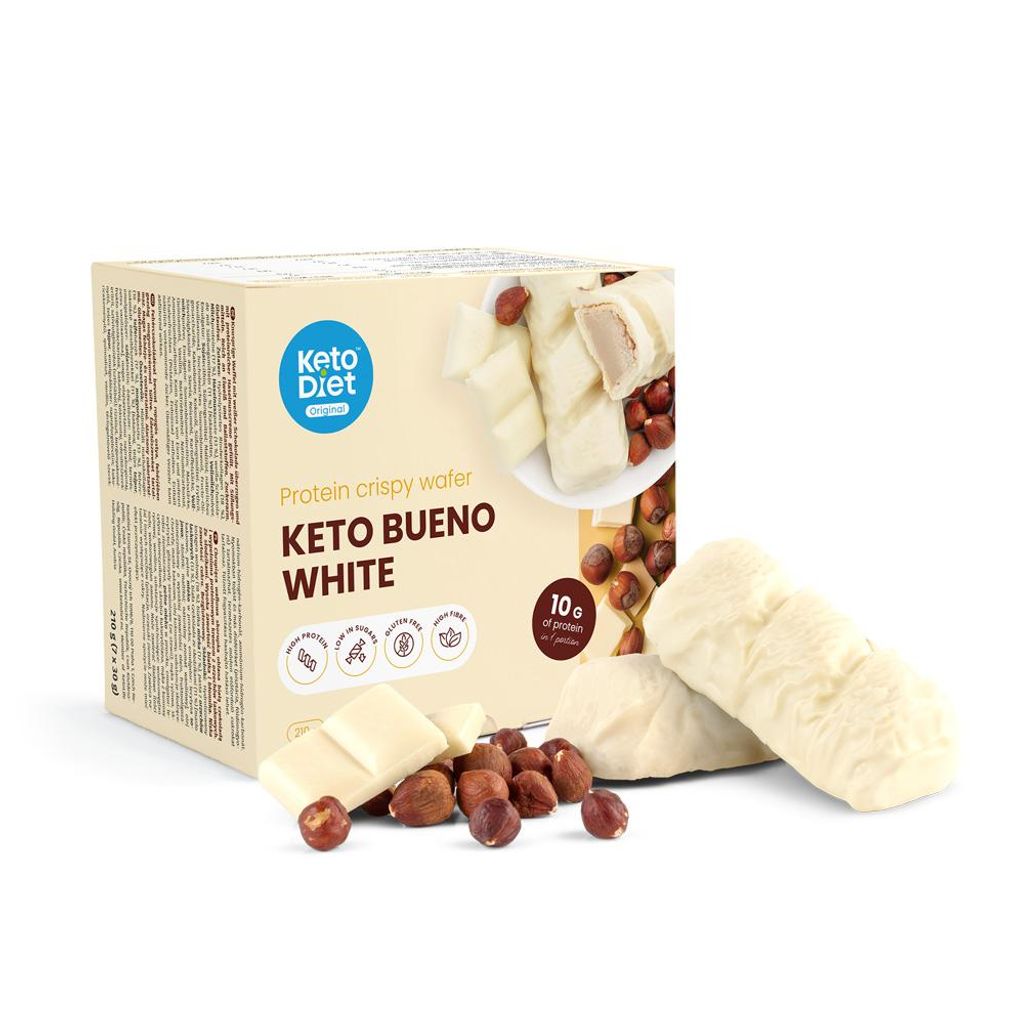 Protein-Waffeln Keto Bueno White mit hohem Eiweißgehalt, glutenfrei (7 Portionen)