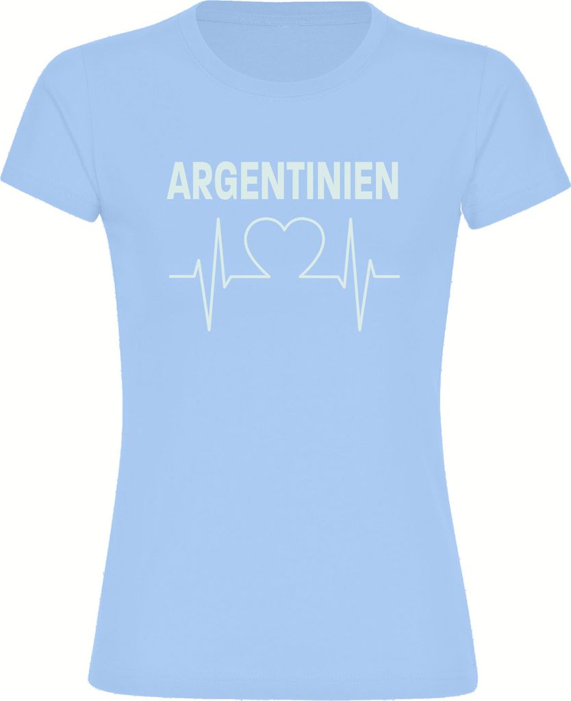 multifanshop Damen T-Shirt - Argentinien - Herzschlag, hellblau, Größe XL